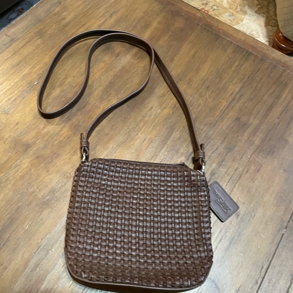 The Sak Purse Crossbody Bag Brown Woven Faux Leather